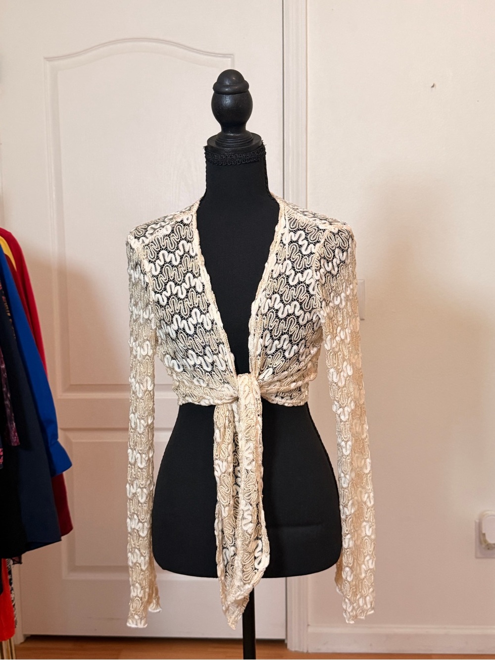 Worthington Petite Lace Wrap Cardigan Tie Front Open Front